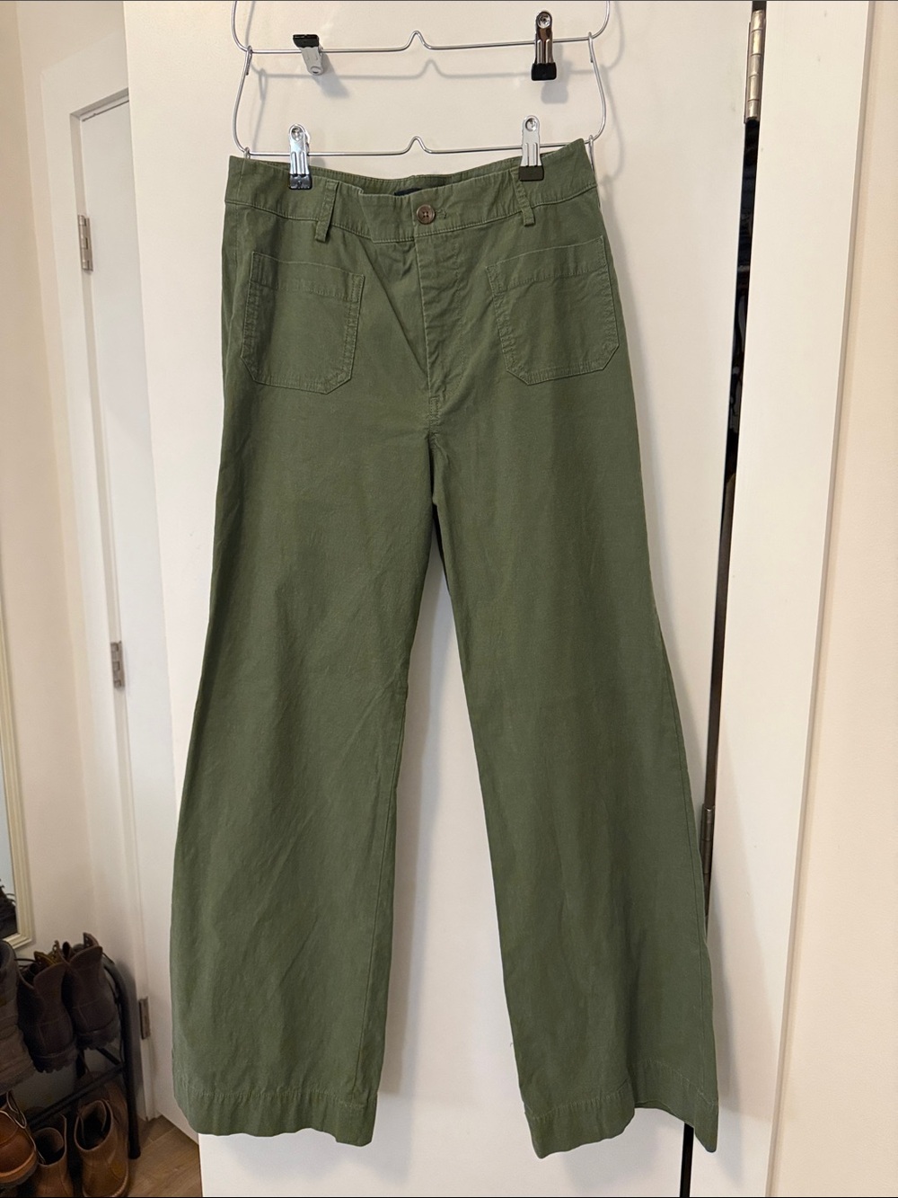 Women’s High Waisted Wide-Leg Flare Cotton/Linen Blend Slacks
